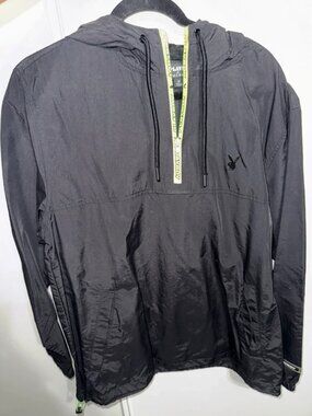 Black Lightweight Hooded Windbreaker Pullover Jacket Men’s Size M